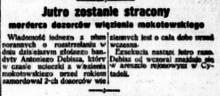 Wiadomość o rozstrzelaniu przedwczesna, 1924