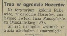 Trup w ogrodzie, 1926