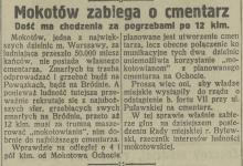 Potrzebny cmentarz, 1926