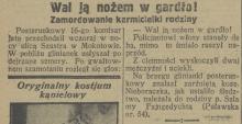 Karmicielka zamordowana, 1926
