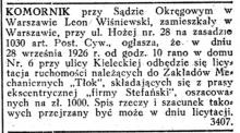 Licytacja w Tłoku, 1926