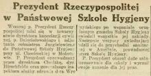 Prezydent w Szkole Hygjeny, 1926