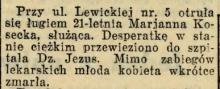 Samobójstwo ługiem, 1927