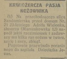 Krwiożercza pasja nożownika, 1927