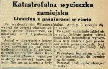 Limuzina w rowie, 1927