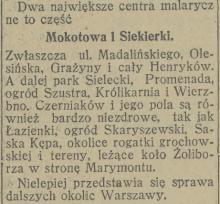 Centra malaryczne, 1927
