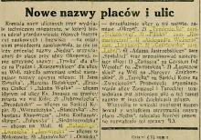 Nowe nazwy ulic, 1927