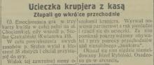 Ucieczka krupjera, 1927