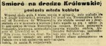 Śmierć na drodze, 1927