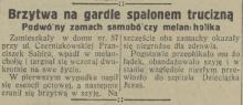 Brzytwa na gardle. Próby samobójcze. 1928.