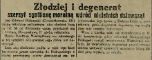 Złodziej i degenerat, 1928