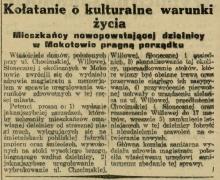 Kołatanie o warunki, 1928