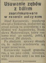 Usuwanie zębów zaprotokułowanie, 1928