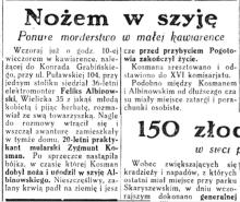 Nożem w szyję, 1928