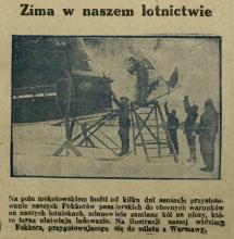Zima w lotnictwie. Przygotowanie Fokkera do lotu. 1929.
