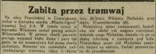 Zabita przez tramwaj. 1929.