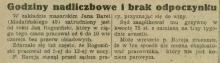Godziny nadliczbowe, 1929