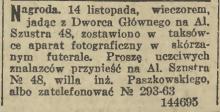 Zgubiony aparat, 1929