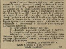 Propozycje układowe, 1930