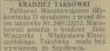 Kradzież taksówki, 1930