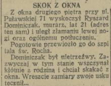 Skok z okna, 1930