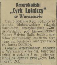 Cyrk lotniczy, 1930