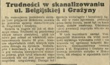 Trudności w skanalizowaniu Belgijskiej i Grażyny.