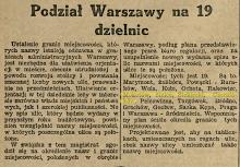 Podział Warszawy Granice miejscowości. 1930.
