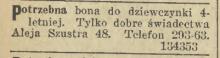Potrzebna bona, 1930