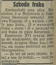 Szkoda fraka, 1930