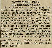 Nowy park, 1930