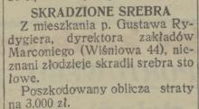 Skradzione srebra, 1931