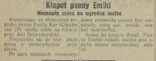 Kłopot panny Emilci, 1931