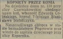 Kopnięty przez konia, 1931