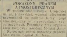 Porażony prądem atmosferycznym, 1931