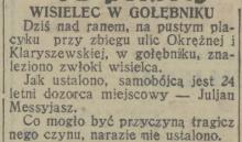 Wisielec w gołębniku, 1931