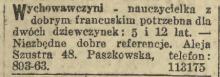 Wychowawczyni potrzebna, 1931