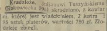 Lustra i platery, 1932