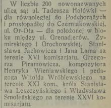 Nowe nazwy ulic, 1932