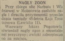 Nagły zgon, 1932