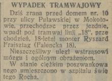 Wypadek tramwajowy, 1932
