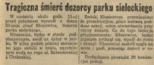 Tragiczna śmierć dozorcy. Belwederska. 1932
