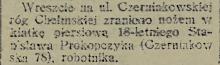 Nożem w klatkę, 1933