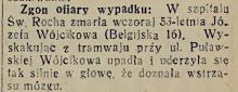 Zgon ofiary wypadku, 1934