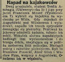 Napad na kajakowców, 1934