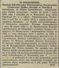 Komisja Likwidacyjna, 1935