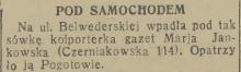 Pod samochodem, 1935