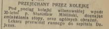 Przejechany przez kolejkę, 1936