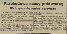 Przebudowa szosy puławskiej, 1936