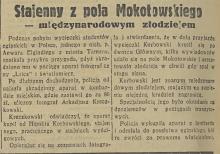 Stajenny złodziejem, 1936